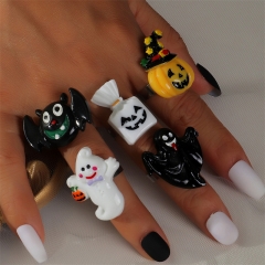 Halloween Party Personality Pumpkin Ghost Candy Bat Ring Can Open Distributor