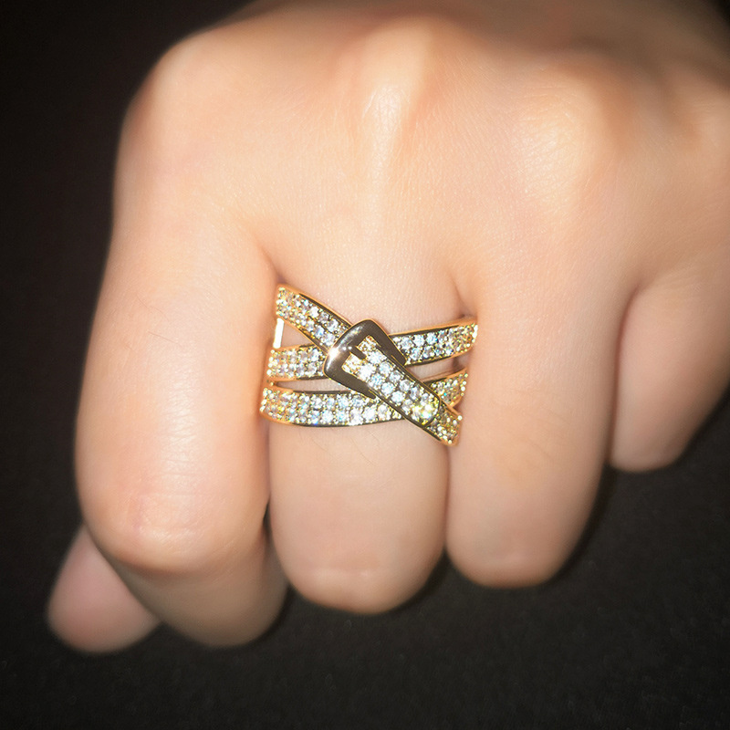 Wholesale Belt Buckle Ring Fashion Creative Diamond Ring Ring