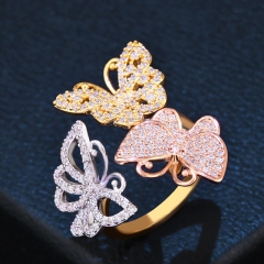 Wholesale Exaggerated Fashion Exquisite Personality Hollow Butterfly Full Diamond Zircon Ring