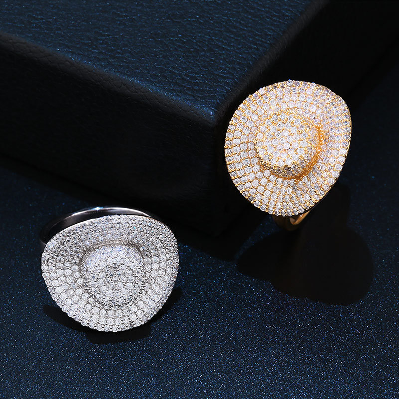 Wholesale Fashion Luxury Zircon Hollow Hat Diamond Ring
