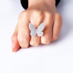 Wholesale Exquisite Zircon Butterfly Ring With Personalized Copper And Gold-plated