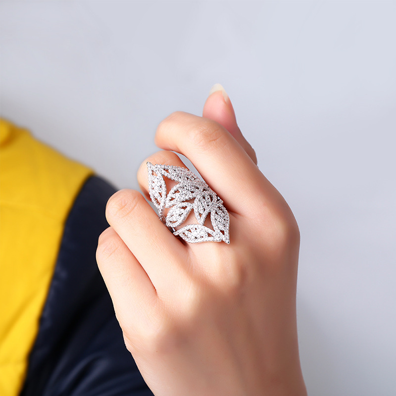 Wholesale Products Ring Jewelry, Zircon Leaf Ring