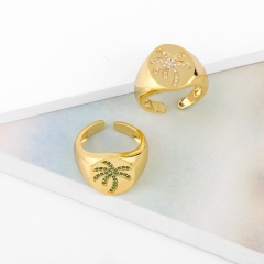 Coconut Tree Ring Creative Personality Exaggerated Zircon Open Ring Supplier