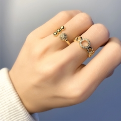 Korea Trendy Cool Small Fresh Zircon Rings Fashion Geometric Round Ring Ring Supplier