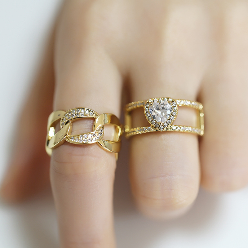 Geometric Twist Open Ring Hollow Chain Ring Supplier