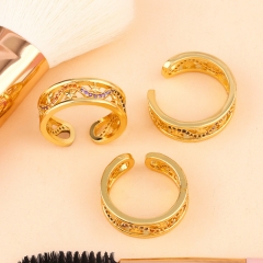 Wholesale Creative Personality Retro Ring Zircon Open Fashion Geometric Hollow Ring