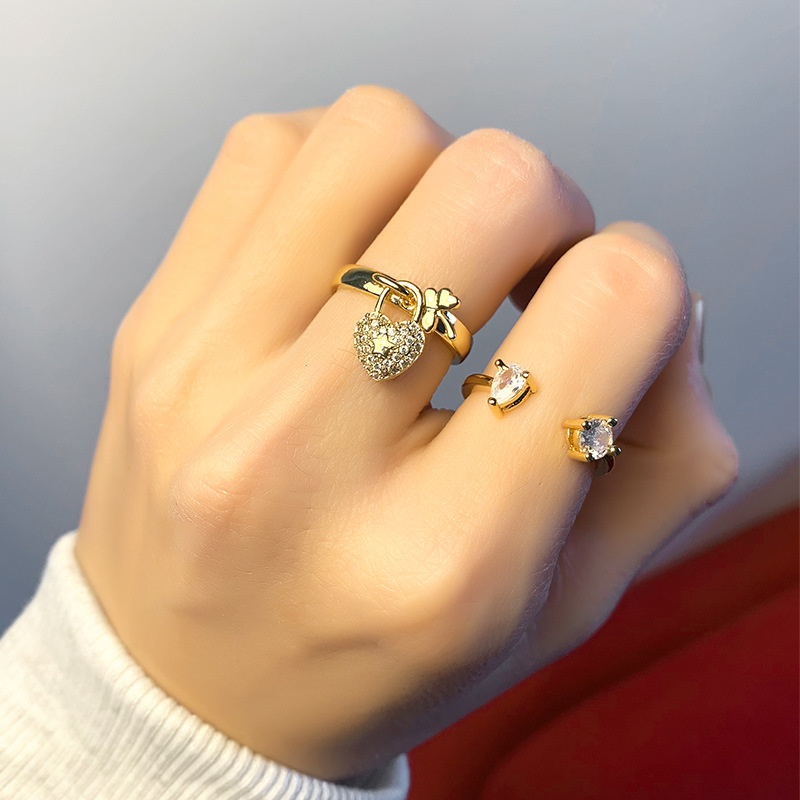 Retro Simple Ring Student Fashion CLover Heart-shaped Open Ring Supplier