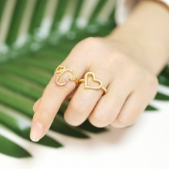 Love Ring Zircon Open Ring Personality Heart-shaped Tail Ring Supplier