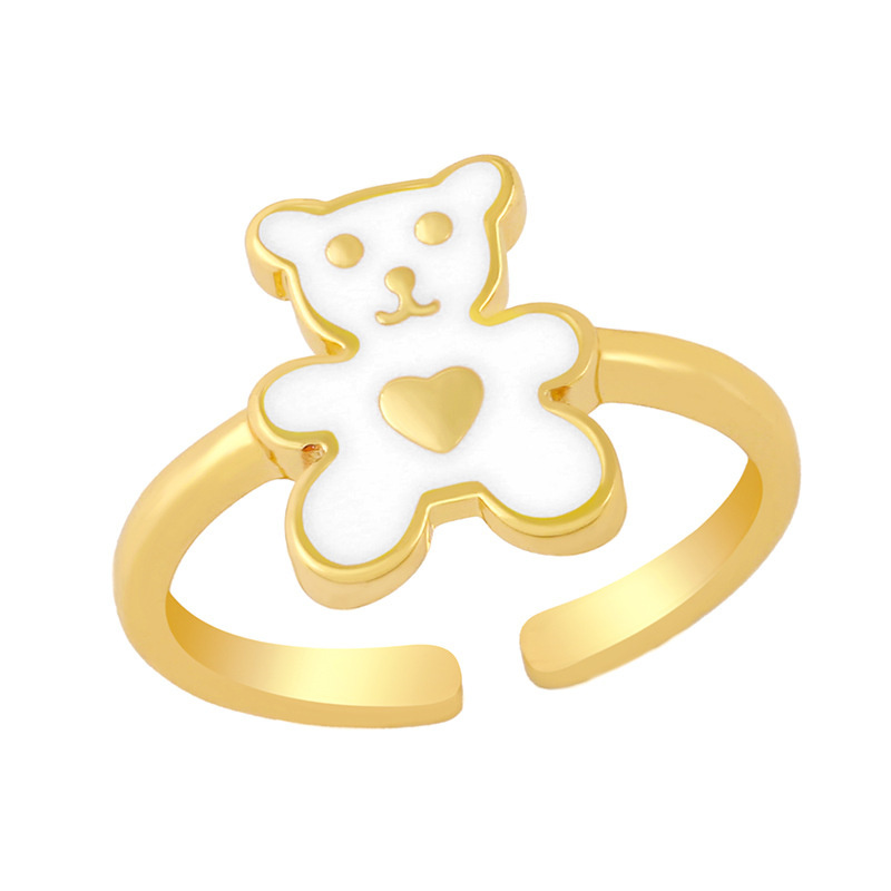 Cute Love Bear Ring  Color Drip Ring Supplier