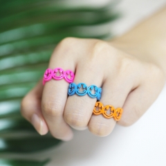 Simple And Cute Smiley Ring Macaron Candy Pigment Ring Ring Supplier
