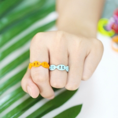 Simple Fashion Candy Color Geometric Ring Hip Hop Fun Ring Supplier