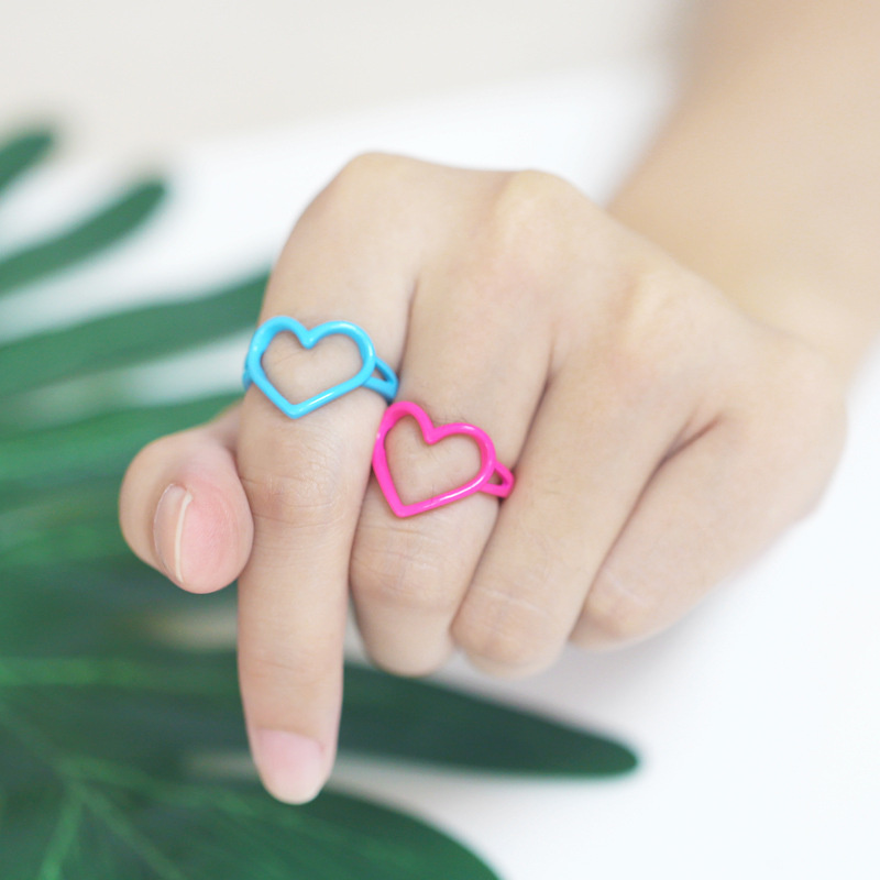 Wholesale Candy-coloRed Love Heart Dripping Oil Ring Simple Girly Ring Bracelet