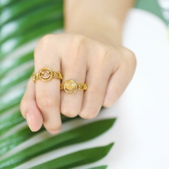 Hip Hop Zircon Cuban Chain Ring Gold-plated Hiphop Smiley Expression Ring Supplier
