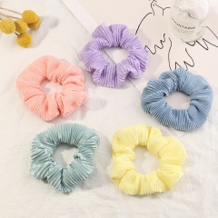 Wholesale Jewelry Candy Color Simple Stretch Ladies Crimped Hair Tie