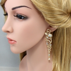Wholesale Popular Bridal Earrings Jewelry Long Crystal Tassel Earrings