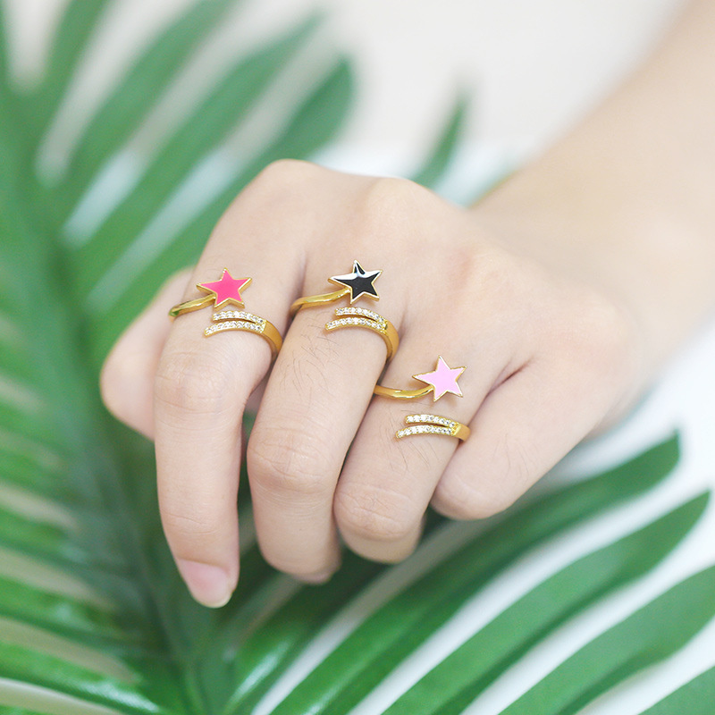 Style Creative Fairy Design Five-pointed Star Ring Simple Dripping Star Ring Manufacturer