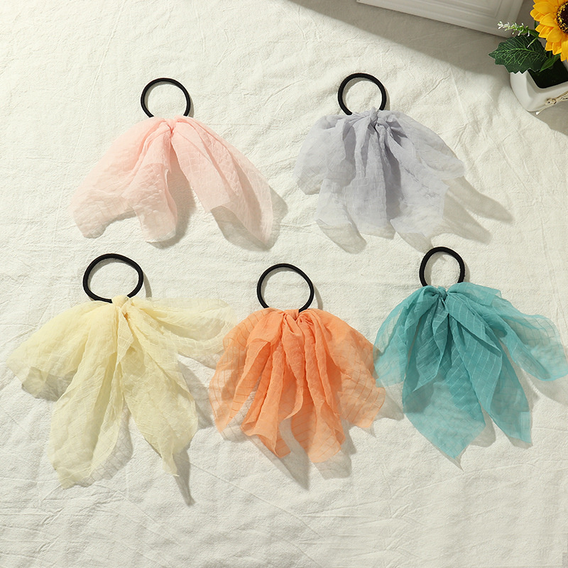 Wholesale Jewelry Age-reducing Streamer Jewelry Hair Ring Long Bowknot Net Hair Accessory