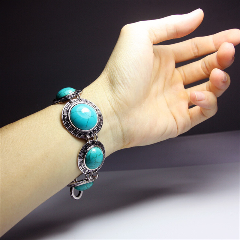Ethnic Style Retro Turquoise Texture Round Stone Bracelet Bracelet Manufacturer