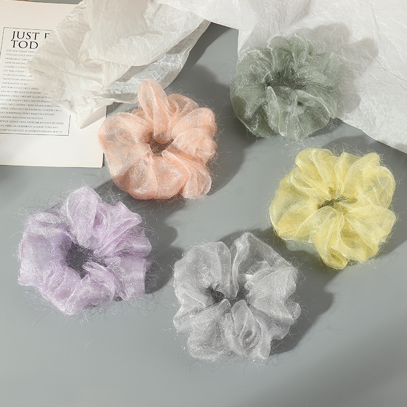 Wholesale Jewelry Japanese And Korean Pure Color Net Yarn Hair Ring Super Fairy Organza Hair Rope