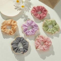 Wholesale Jewelry Korean Lace Small Plaid Hair Tie Simple And Cute Head Rope Student Hair Accessories Female