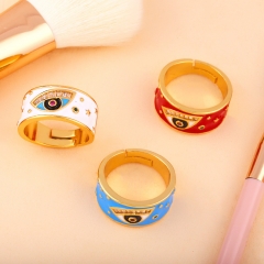 Wholesale Creative Diamond Dripping Oil Devil's Eye Ring Personality Trendy Cool Ring