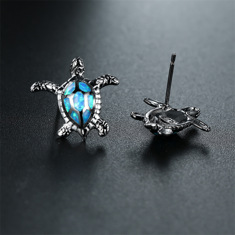 Selling Popular Black Gold Blue Opal Turtle Stud Earrings Fashion Personality Distributor
