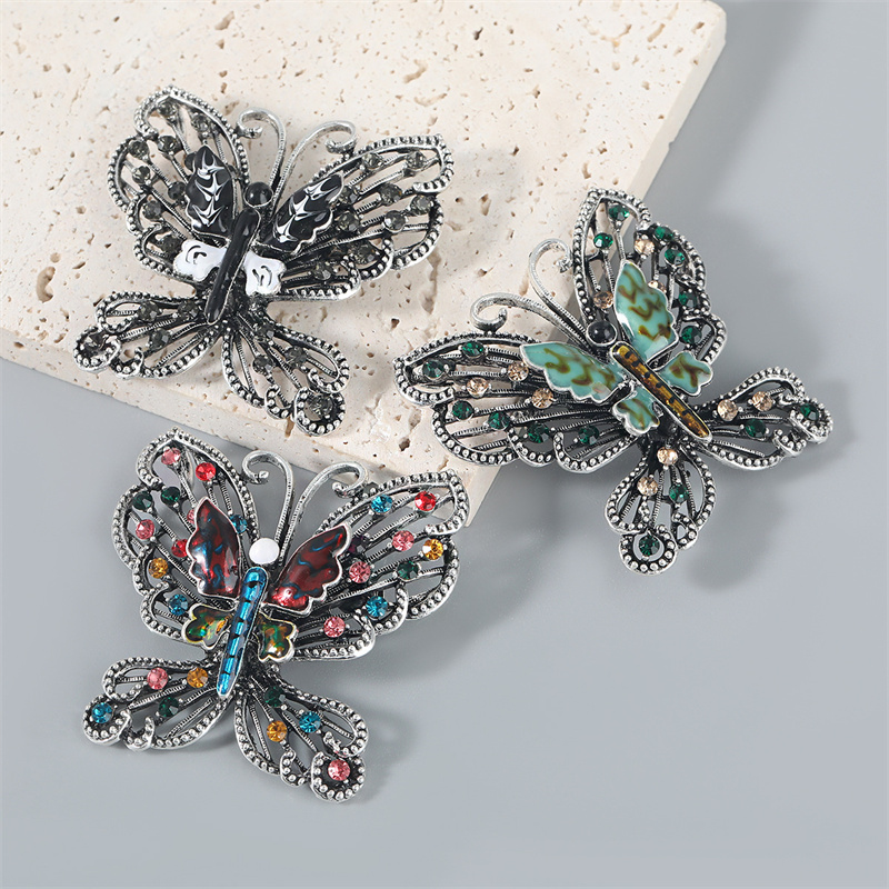 Wholesale Exaggerated Alloy Inlaid Rhinestone Butterfly Brooch Cute Fashion Trend
