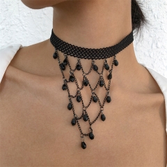 Fashion Lace Necklace Halloween Personality Imitation Crystal Distributor