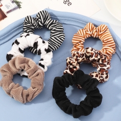 Wholesale Jewelry Retro Leopard Spotted Hair Tie Fiber Hair Accessories Women's Two-piece Set