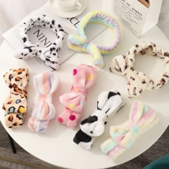 Wholesale Jewelry Flannel Headband Bowknot Facial Mask Headband