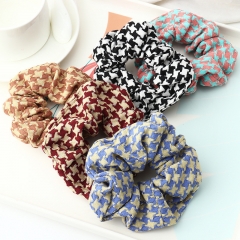Wholesale Jewelry Korean Version Of The  Autumn And Winter Hair Accessories Checkered Fiber Handmade Hair Ring