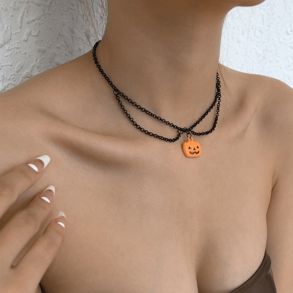 Personalized Jewelry Halloween Dripping Pumpkin Exaggerated Necklace Distributor
