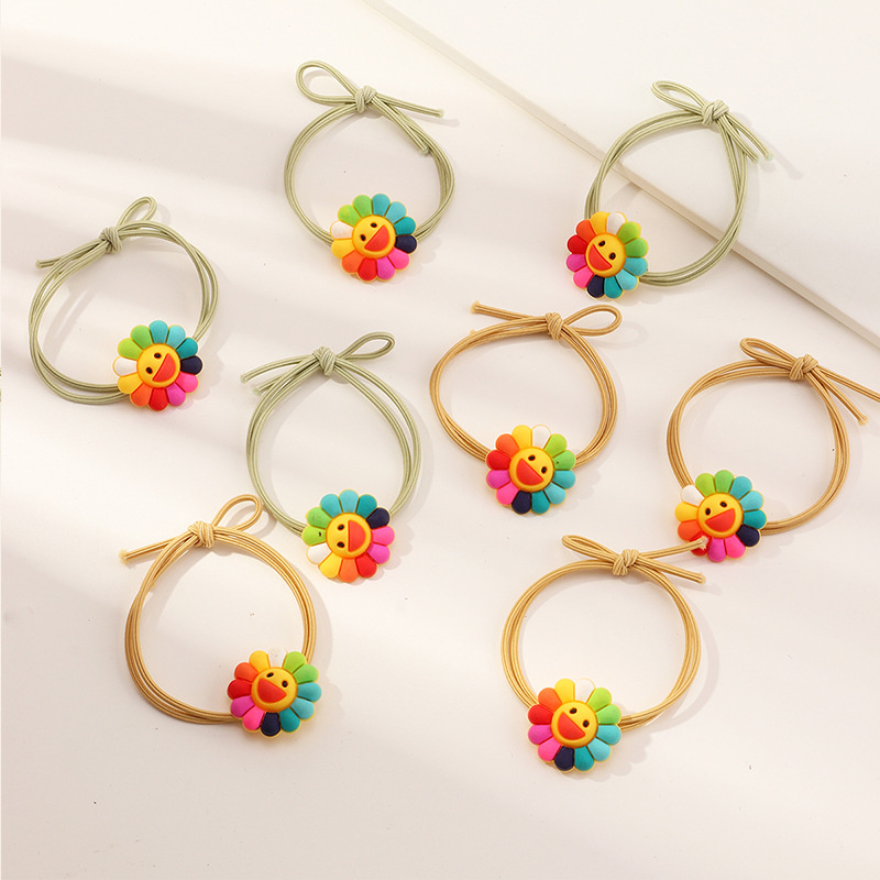 Sun Flower Flowers Popular Color Hair Tie Hair Accessories Cute Hair Rope Women 8-Pcs Manufacturer