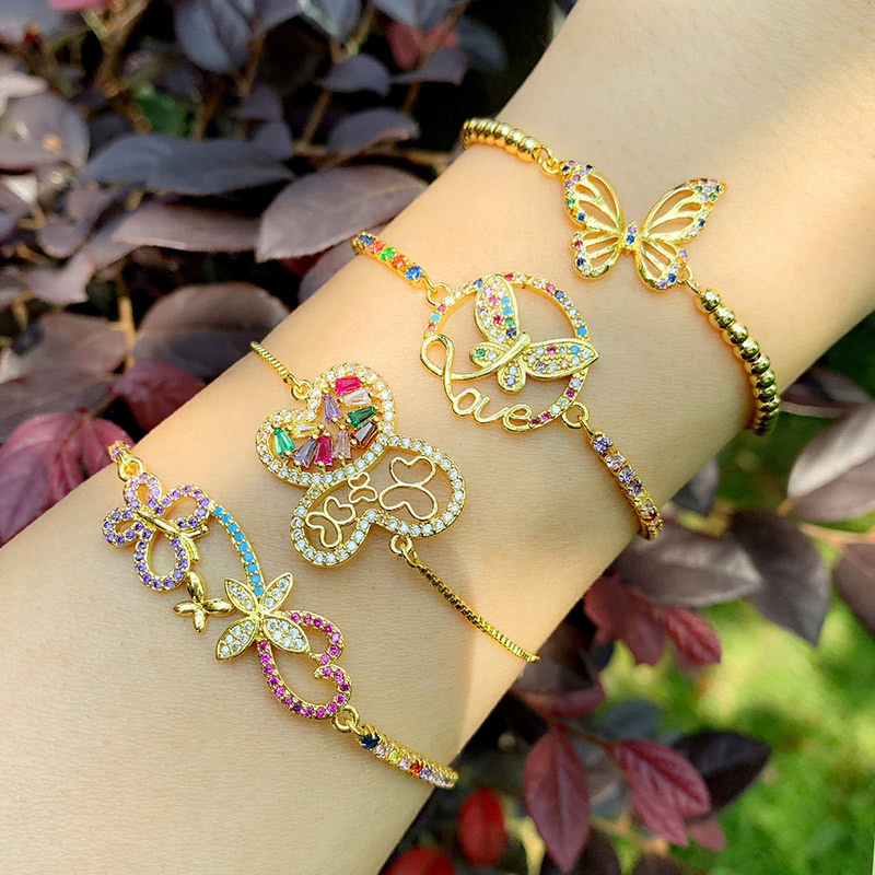 Original Cute Butterfly Bracelet Crystal Inlaid Colorful Zircon Bracelet Manufacturer