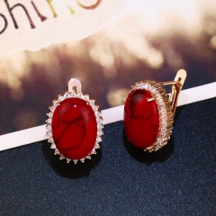 Wholesale Personalized Agate Earrings Luxury Retro Inlaid Zircon Earrings Jewelry