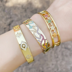 Personality Wide-brimmed Gold Hollow Bracelet Eye Palm Hand Ring Manufacturer