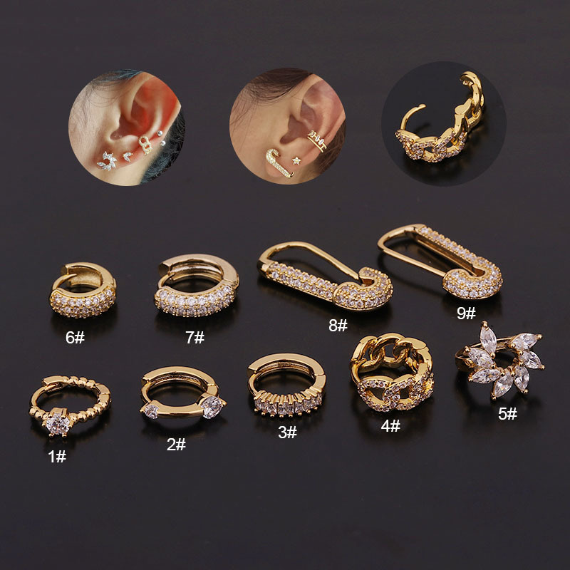 Fashion Creative Geometric Zircon Earrings Fashionable Piercing Jewelry Distributor