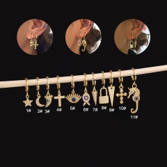 Simple Golden Earrings Five-pointed Star Cross Earrings Creative Seahorse Earrings Distributor