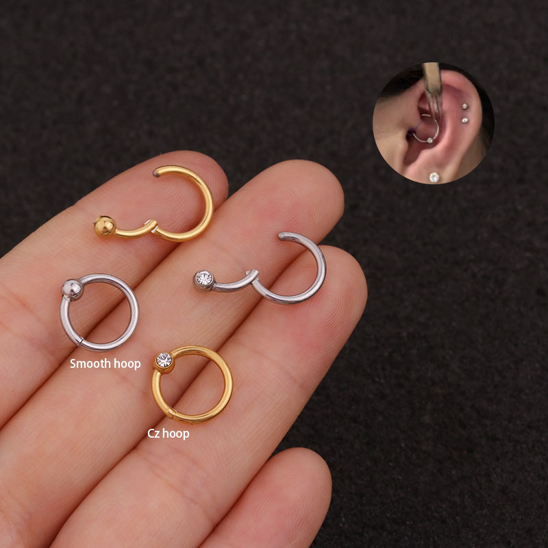 Style Stainless Steel Zircon Earrings Multi-function Ring Opening Adjustable Piercing Jewelry Distributor