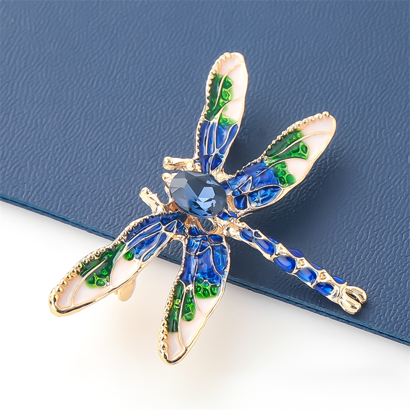 Wholesale Clothing Alloy Dripping Oil Diamond Dragonfly Brooch