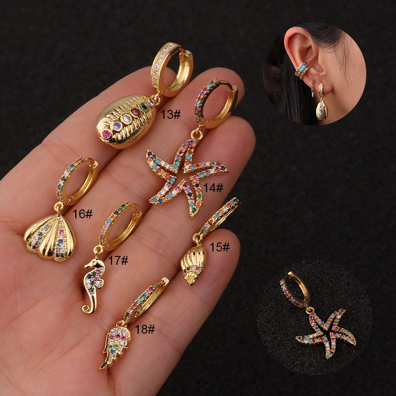 Pierced Earrings Fashion Exaggerated Starfish Pattern Earrings Female Bohemia Distributor