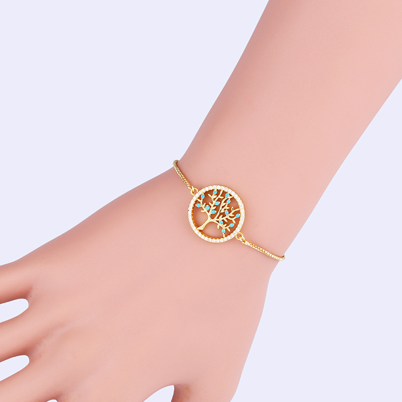 Fashion Simple Japanese Life Tree Bracelet Copper Zircon Hand Birthday Gift Manufacturer