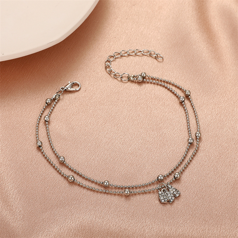 Wholesale Korean Style Personality Silver Plated Zodiac Dog Pattern Fashion Double Star Rhinestone Anklet