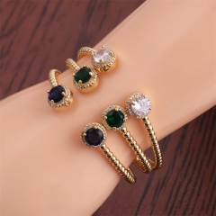 Korean Version Of Gold-plated Copper Simple Multicolor Geometric Crystal Twist Open Bracelet Distributor