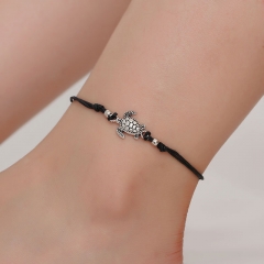 Retro Hemp Rope Turtle Anklet Hand-woven Ancient Silver Distributor