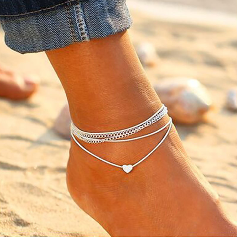 Beach Love Multi-layer Anklet Bohemian Heart-shaped Foot Ornament Distributor