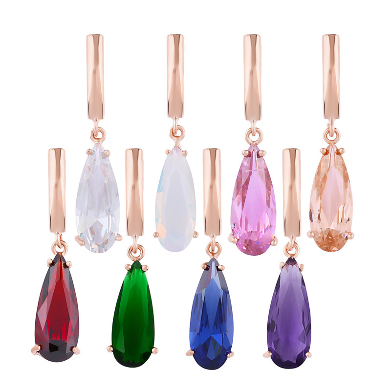 Wholesale Zircon Jewelry Rose Gold Drop Earrings Simple And Small
