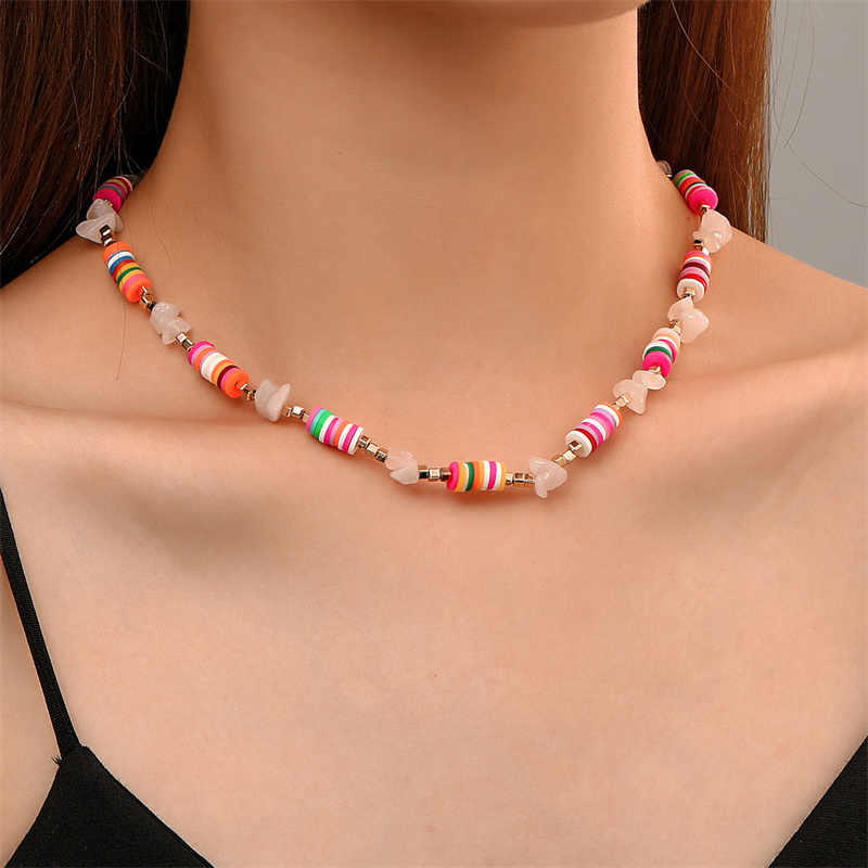 Wholesale Colored Soft Clay Stitching Necklace Handmade Beaded Bracelet
