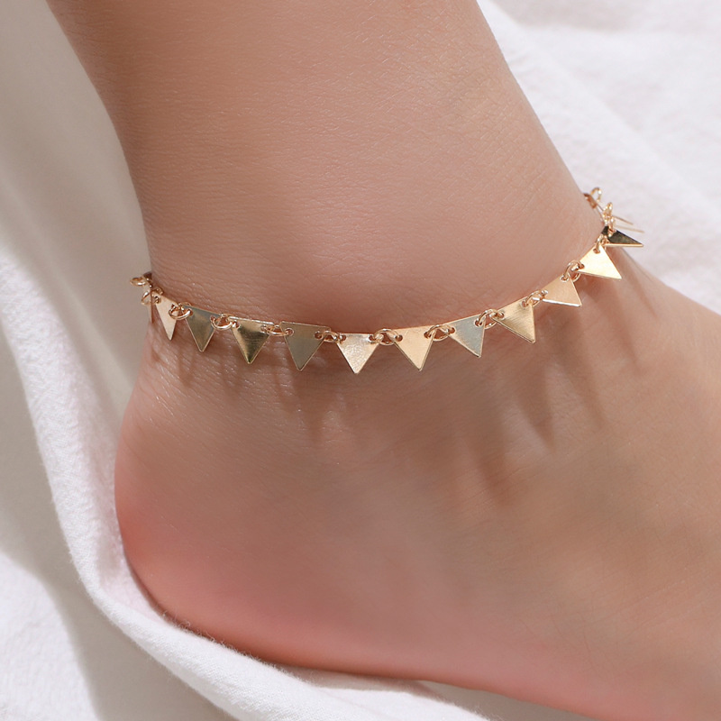 Wholesale Product Metal Personality Punk Geometric Triangle Anklet Creative Retro Beach
