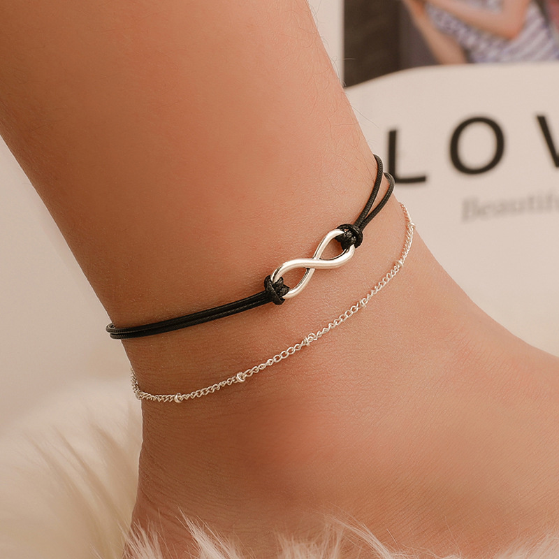 Wholesale Double Layer Black Rope Beach Anklet Boho Style Ladies Anklet